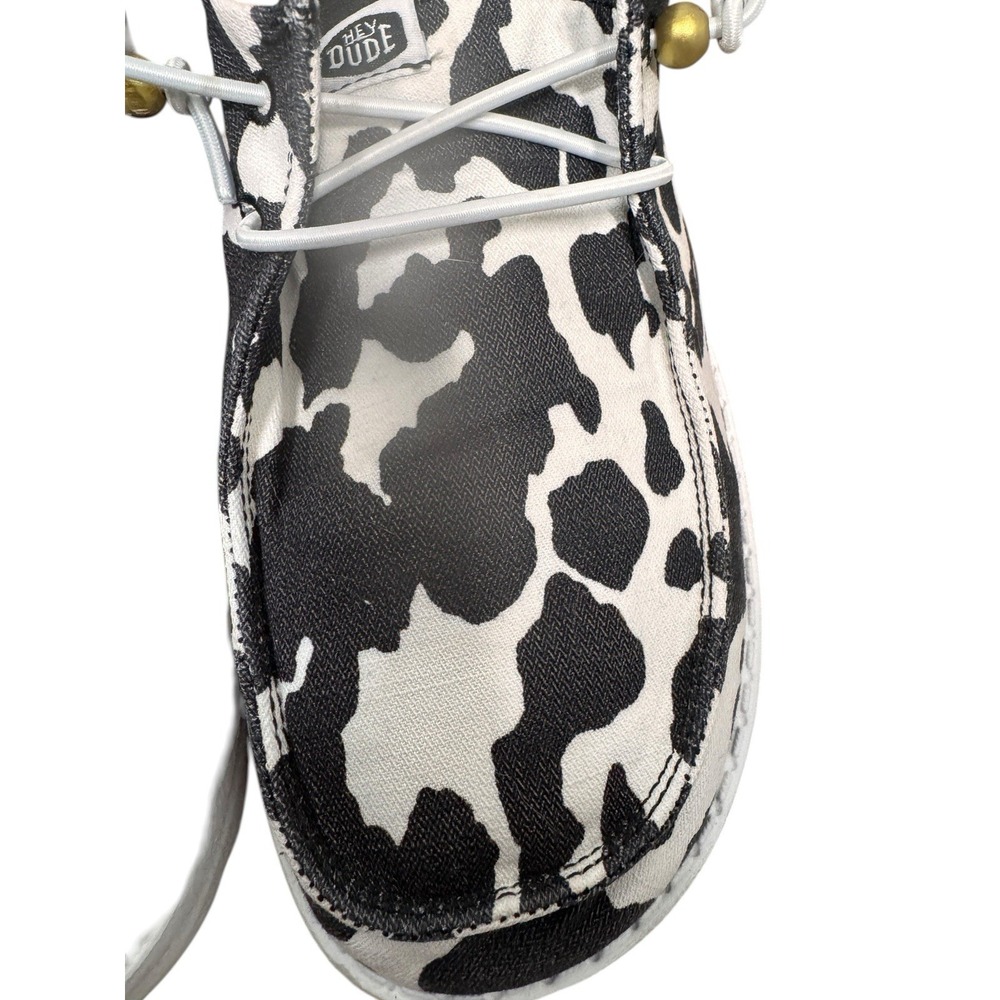10 Hey Dude Cow Print Slip On Shoes Womens Casual Lightweight - Picture 5 of 10